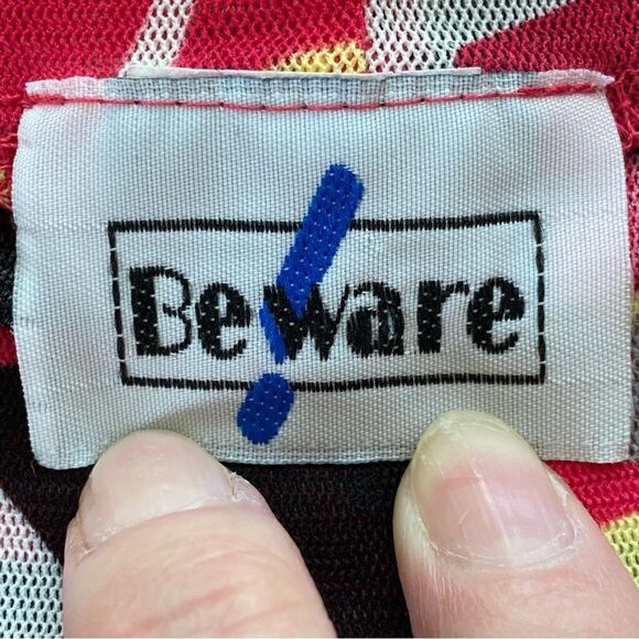 Y2K Beware Bright Pink Abstract Mesh Blouse Size Small - Picture 12 of 16